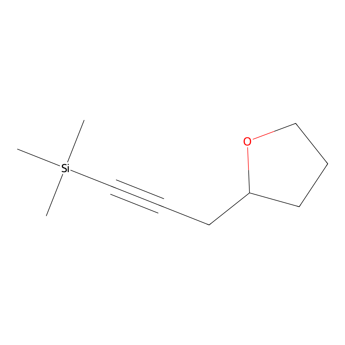Trimethyl[3-(tetrahydrofuran-2-yl)prop-1-yn-1-yl]silane molecular structure, CAS 2930775-70-3