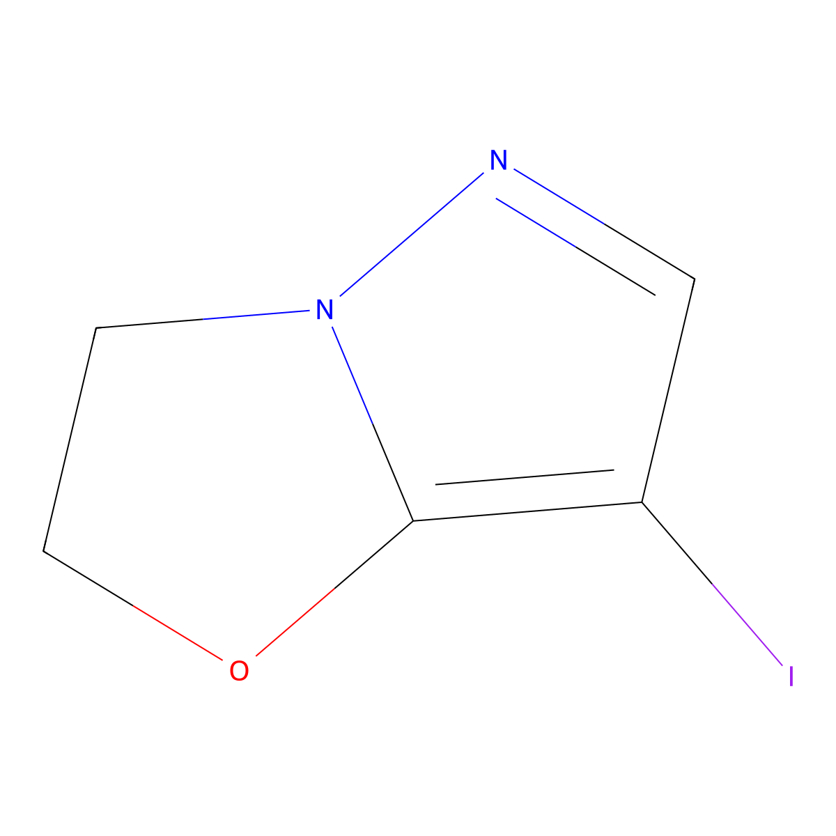 7-iodo-2H,3H-pyrazolo(3,2-b)(1,3)oxazole molecular structure, CAS 2931453-36-8