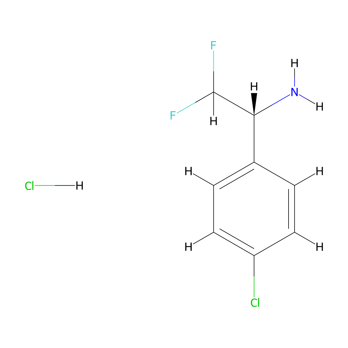(R)-1-(4-Chlorophenyl)-2,2-difluoroethan-1-amine hydrochloride molecular structure, CAS 2931877-85-7