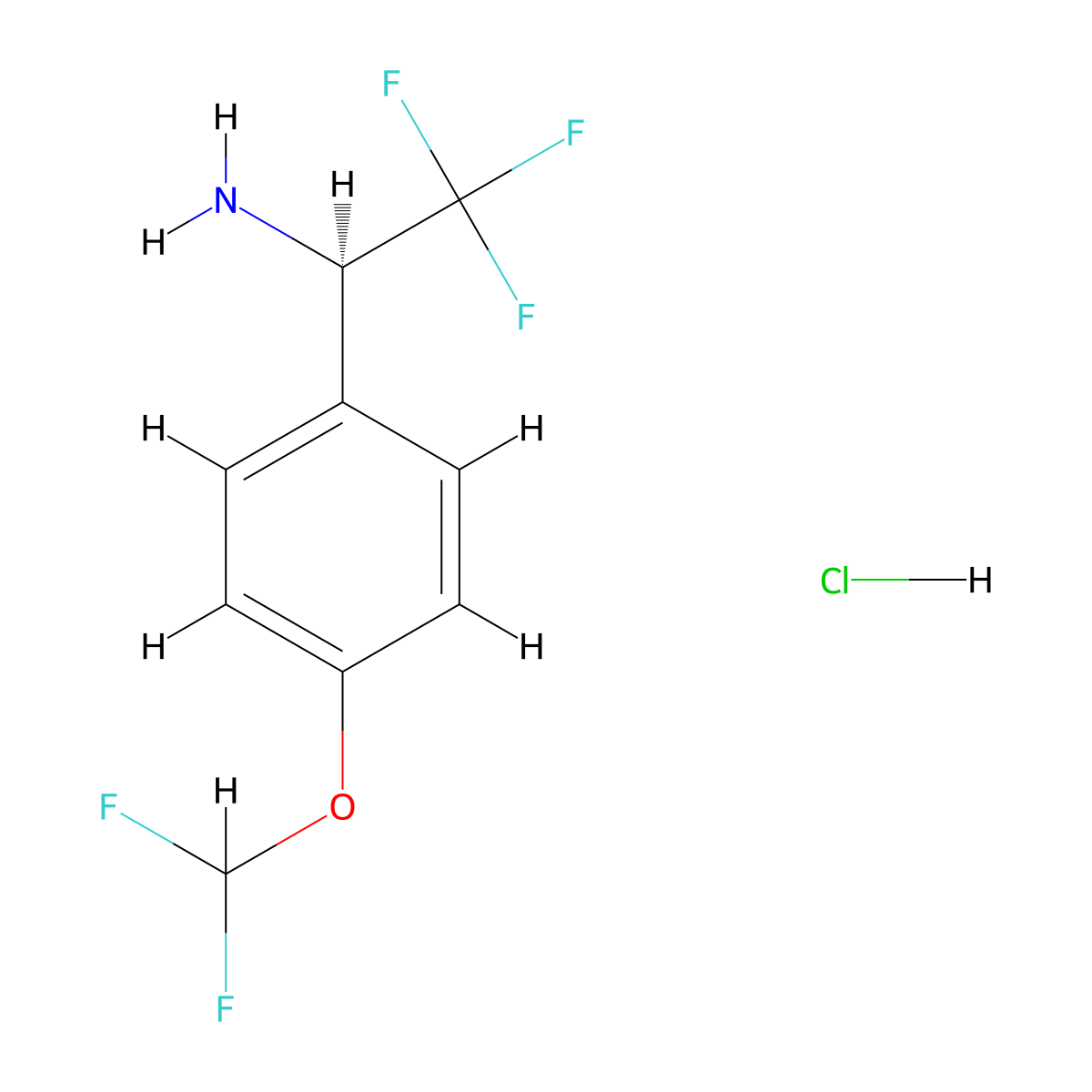 (R)-1-(4-(Difluoromethoxy)phenyl)-2,2,2-trifluoroethan-1-amine hydrochloride molecular structure, CAS 2931878-17-8