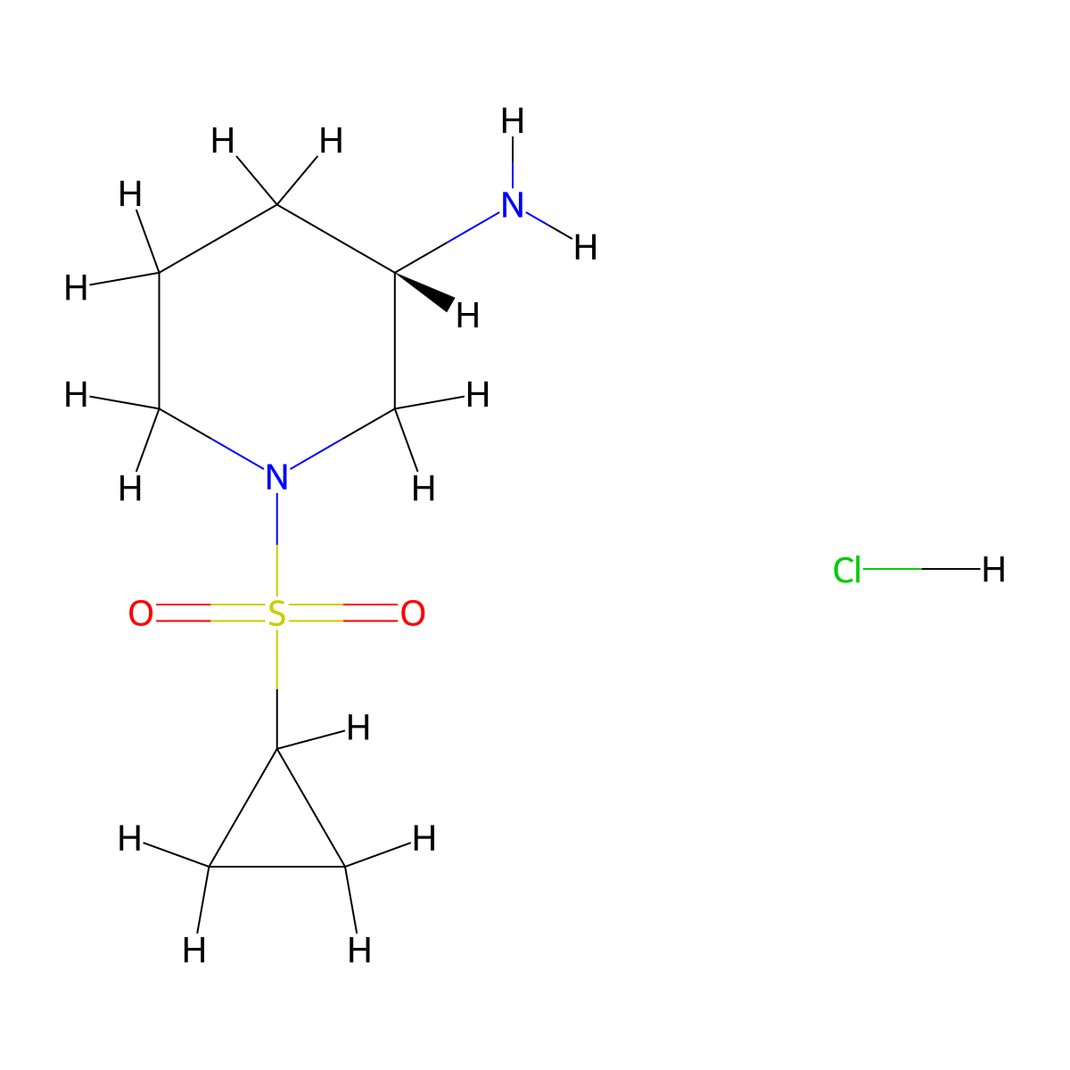 (3S)-1-(cyclopropanesulfonyl)piperidin-3-amine hydrochloride molecular structure, CAS 2931889-67-5