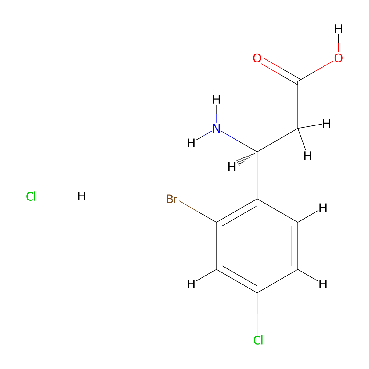 (3S)-3-amino-3-(2-bromo-4-chlorophenyl)propanoic acid hydrochloride molecular structure, CAS 2931889-75-5