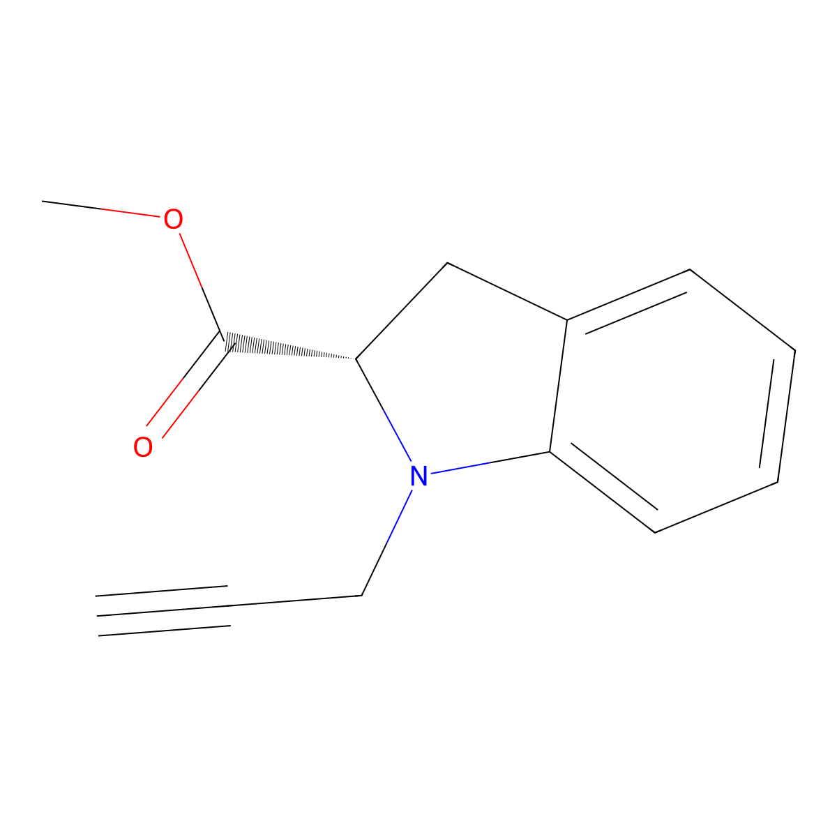 methyl (2S)-1-(prop-2-yn-1-yl)-2,3-dihydro-1H-indole-2-carboxylate molecular structure, CAS 2931889-82-4