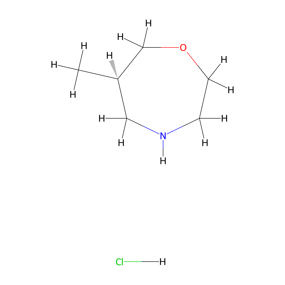 (6R)-6-methyl-1,4-oxazepane hydrochloride molecular structure, CAS 2931889-90-4