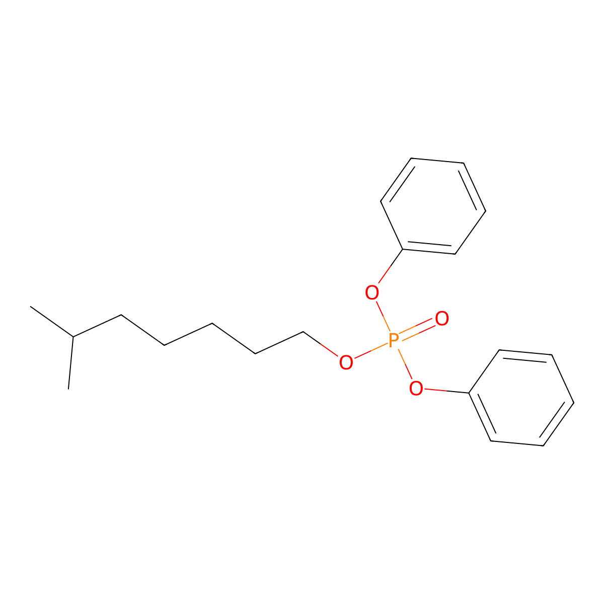 Phosphoric acid, isooctyl diphenyl ester molecular structure, CAS 29319-57-1
