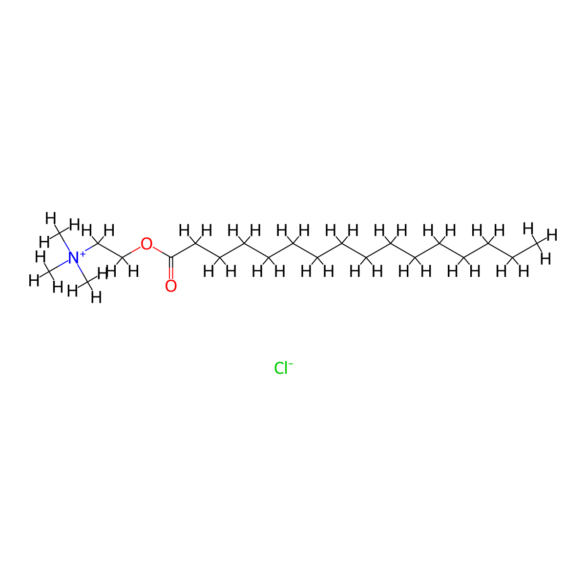 Palmitoylcholine chloride molecular structure, CAS 2932-74-3