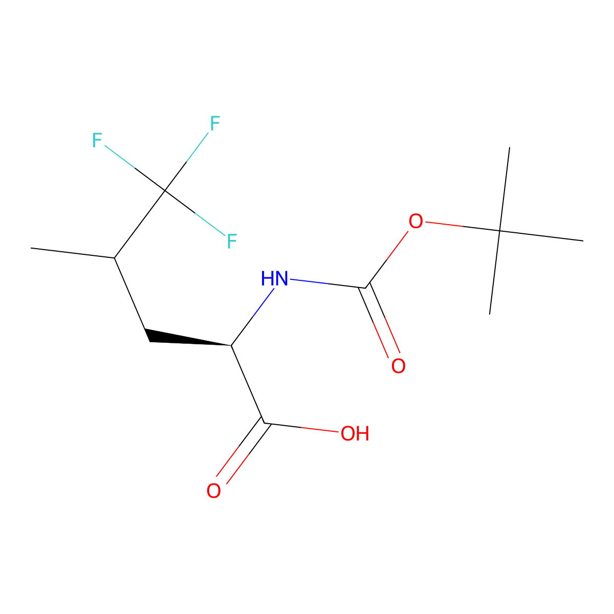 (2R)-2-{[(tert-butoxy)carbonyl]amino}-5,5,5-trifluoro-4-methylpentanoic acid molecular structure, CAS 2932424-33-2