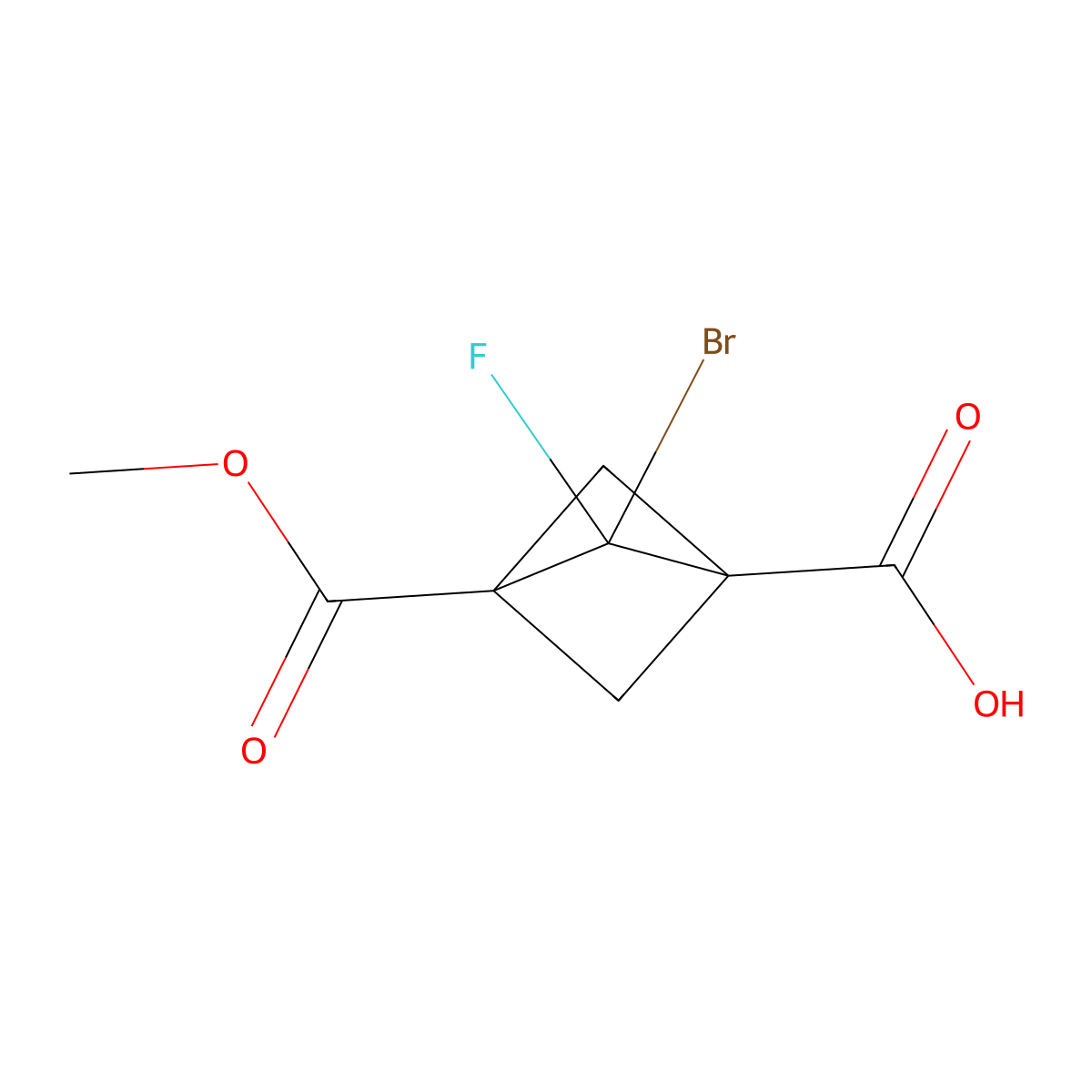 2-Bromo-2-fluoro-3-(methoxycarbonyl)bicyclo[1.1.1]pentane-1-carboxylic acid molecular structure, CAS 2932424-34-3