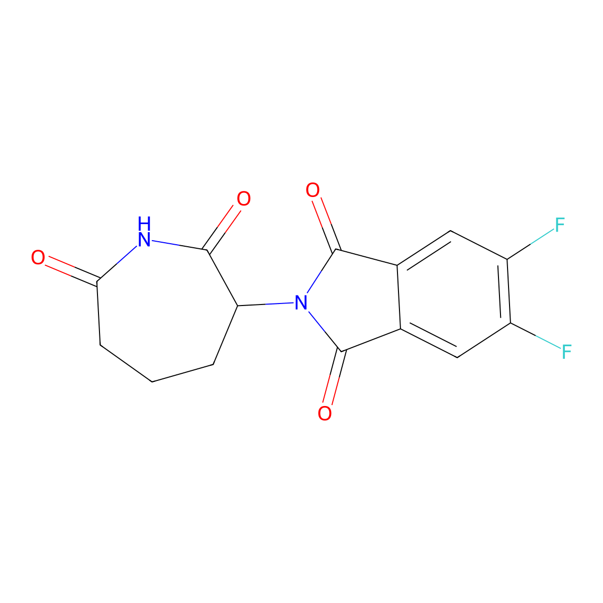 2-(2,7-dioxoazepan-3-yl)-5,6-difluoro-2,3-dihydro-1H-isoindole-1,3-dione molecular structure, CAS 2932438-35-0