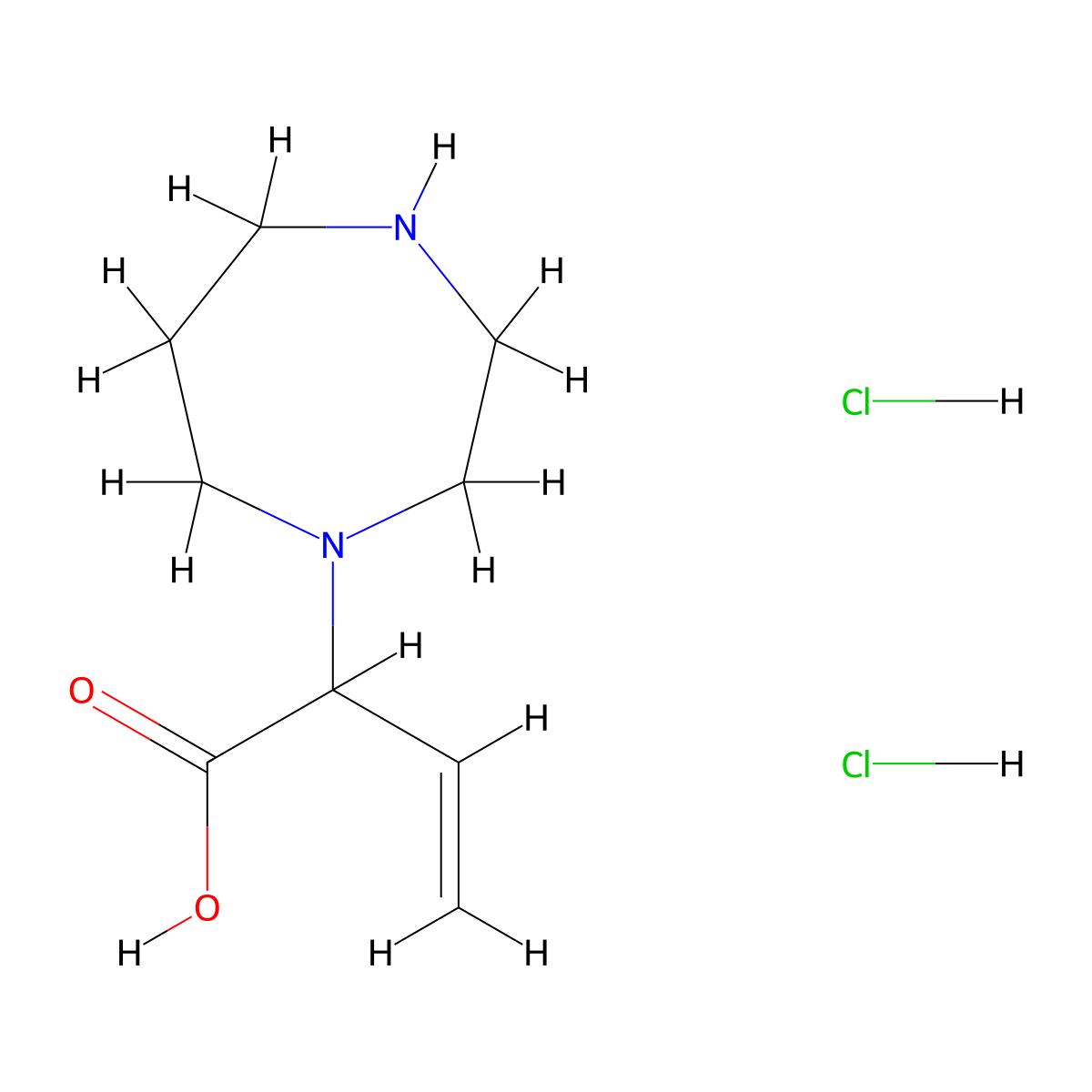 2-(1,4-Diazepan-1-yl)but-3-enoic acid dihydrochloride molecular structure, CAS 2932438-38-3