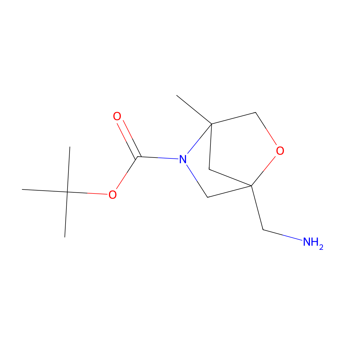 Tert-butyl 1-(aminomethyl)-4-methyl-2-oxa-5-azabicyclo[2.2.1]heptane-5-carboxylate molecular structure, CAS 2932438-45-2