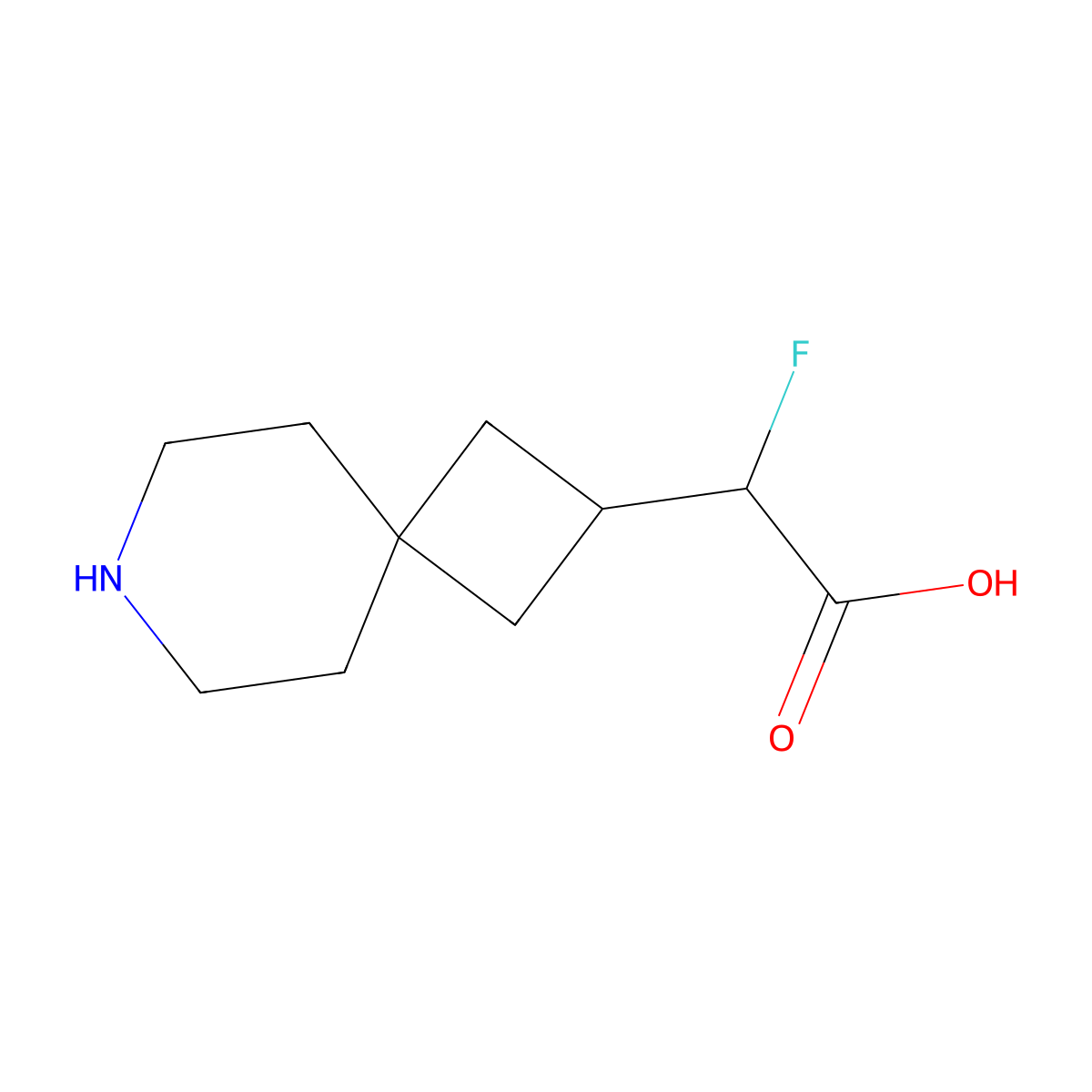 2-{7-Azaspiro[3.5]nonan-2-yl}-2-fluoroacetic acid molecular structure, CAS 2932438-51-0