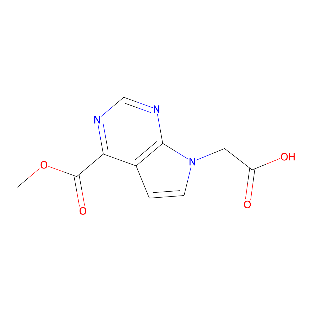 2-[4-(methoxycarbonyl)-7H-pyrrolo[2,3-d]pyrimidin-7-yl]acetic acid molecular structure, CAS 2932438-56-5