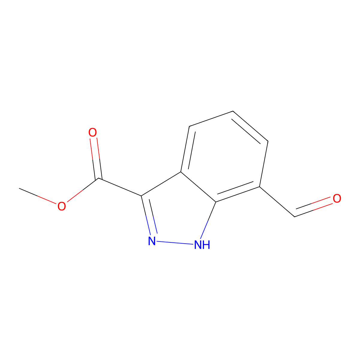 methyl 7-formyl-1H-indazole-3-carboxylate molecular structure, CAS 2932438-60-1