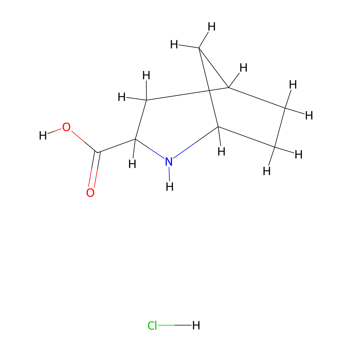 2-Azabicyclo[3.2.1]octane-3-carboxylic acid hydrochloride molecular structure, CAS 2932438-61-2