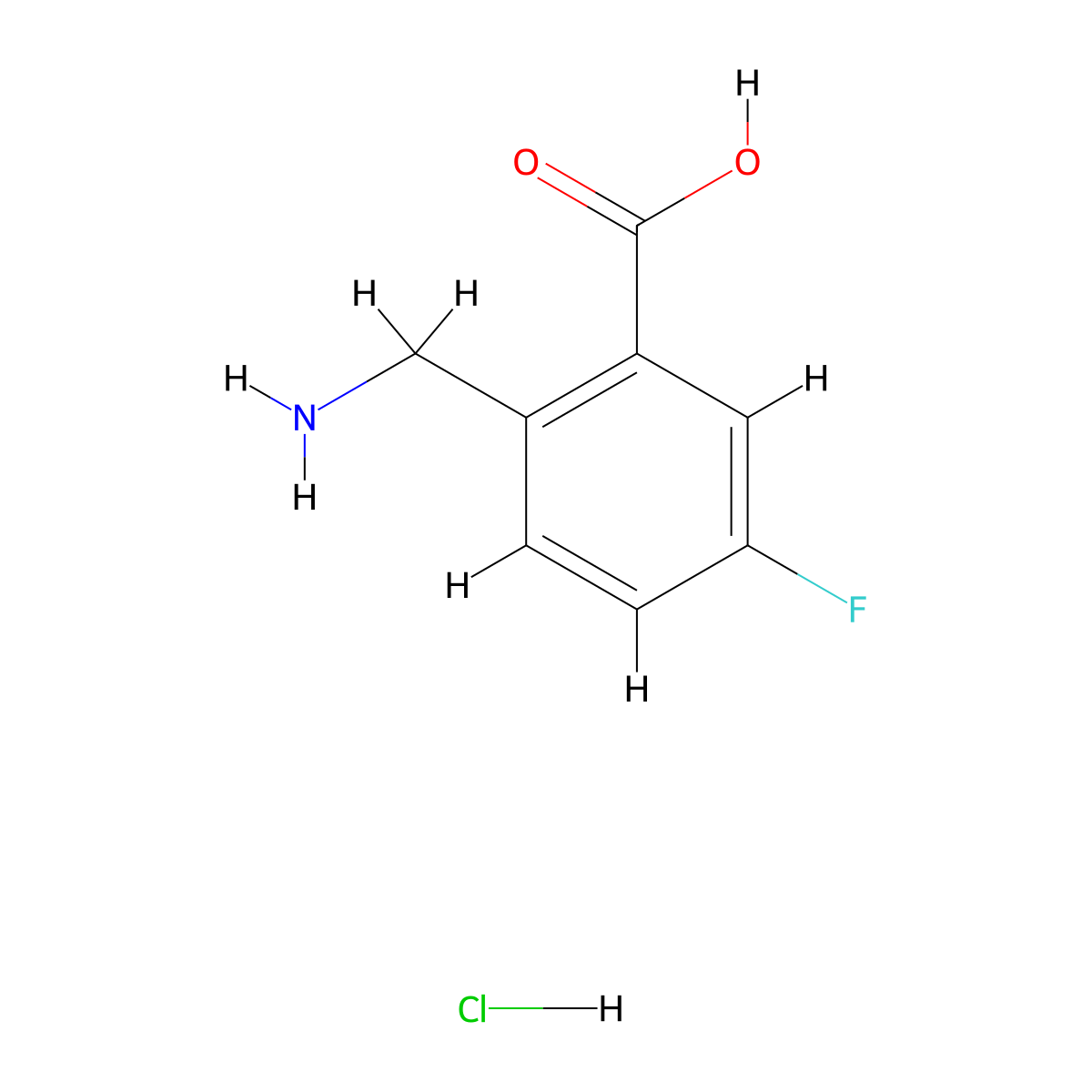 2-(Aminomethyl)-5-fluorobenzoic acid hydrochloride molecular structure, CAS 2932438-63-4