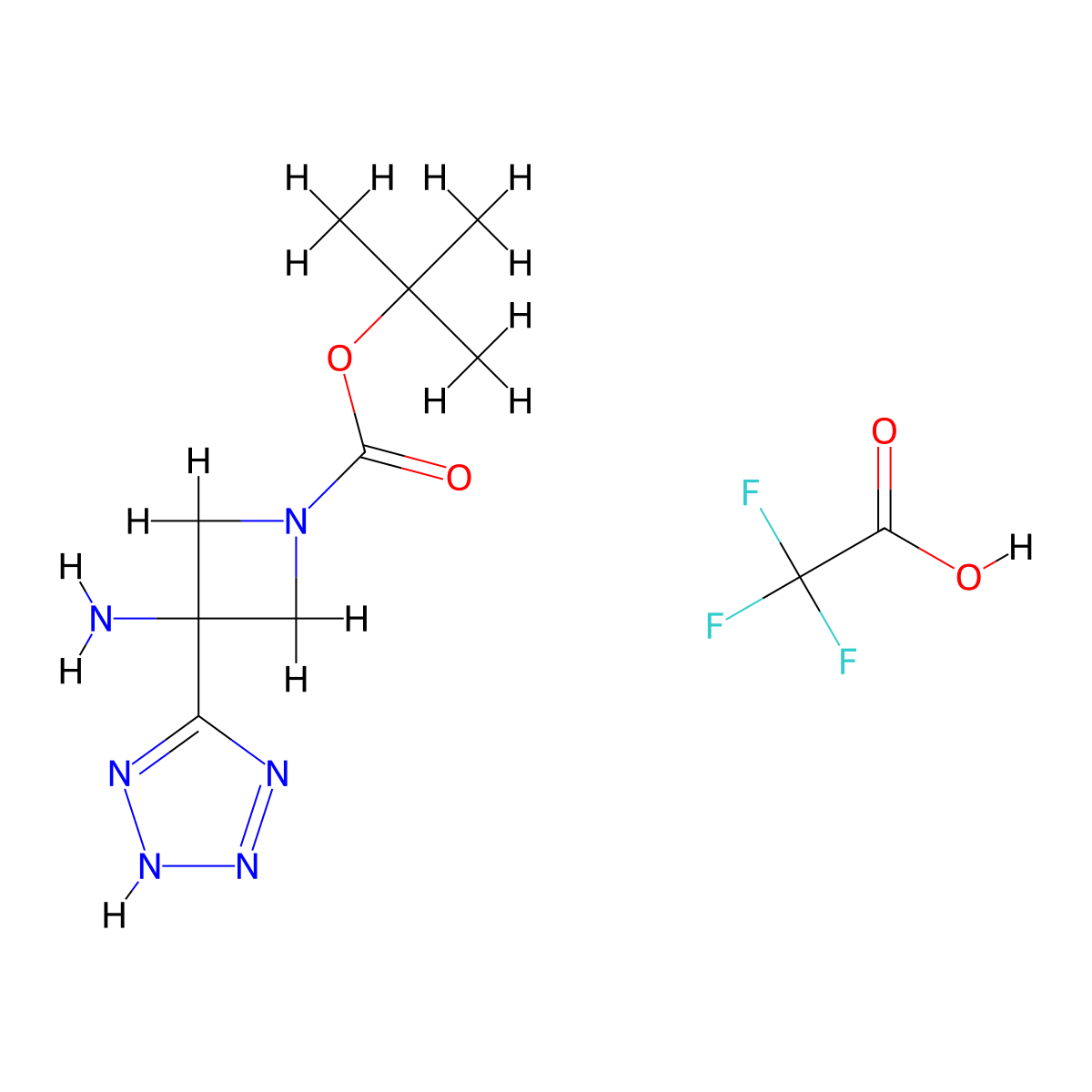 tert-butyl 3-amino-3-(1H-1,2,3,4-tetrazol-5-yl)azetidine-1-carboxylate, trifluoroacetic acid molecular structure, CAS 2932438-64-5