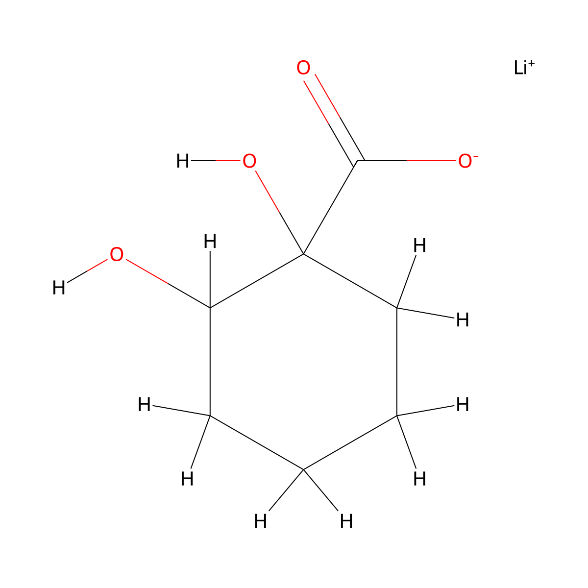 Lithium(1+) 1,2-dihydroxycyclohexane-1-carboxylate molecular structure, CAS 2932438-65-6