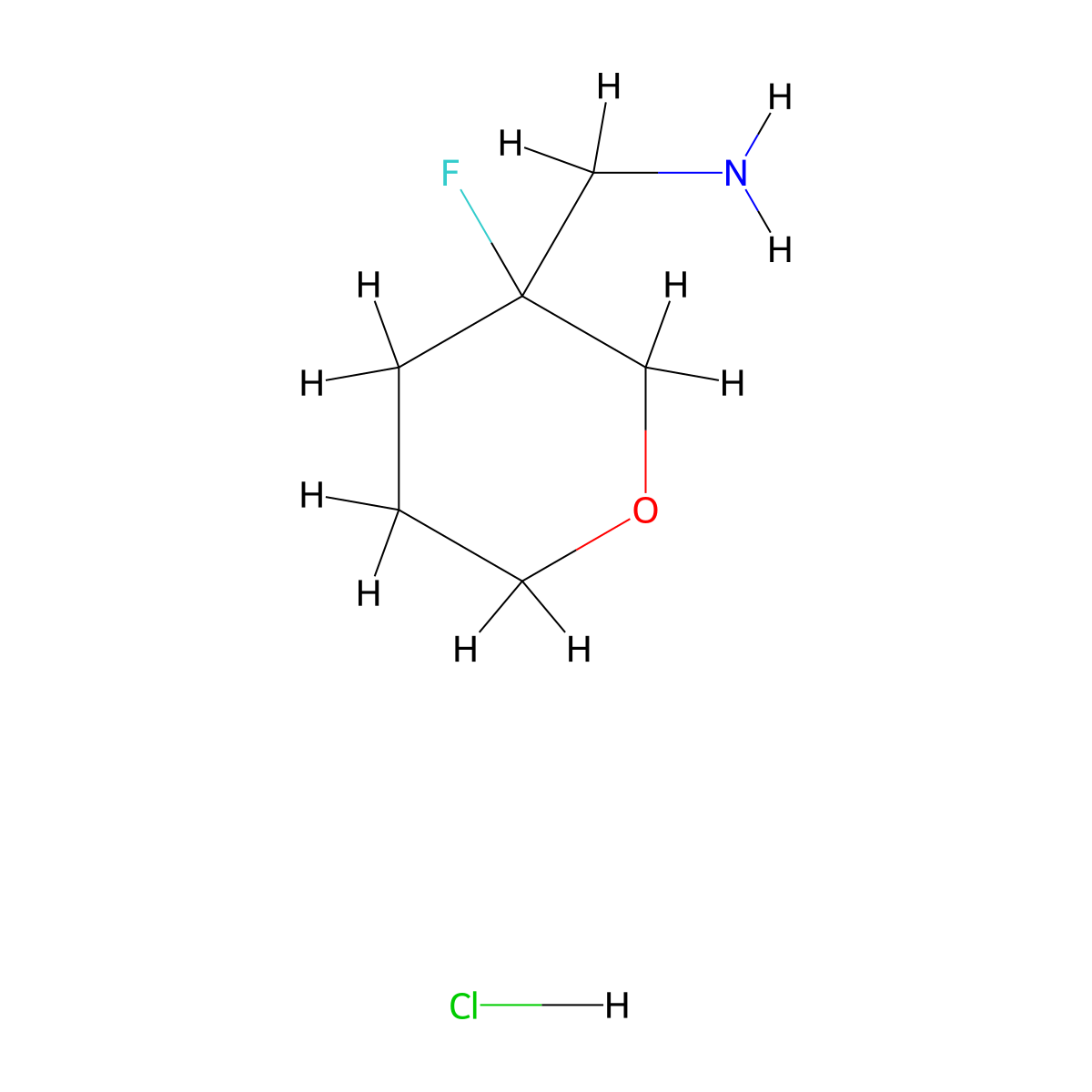 (3-Fluorotetrahydropyran-3-yl)methanamine;hydrochloride molecular structure, CAS 2932438-66-7
