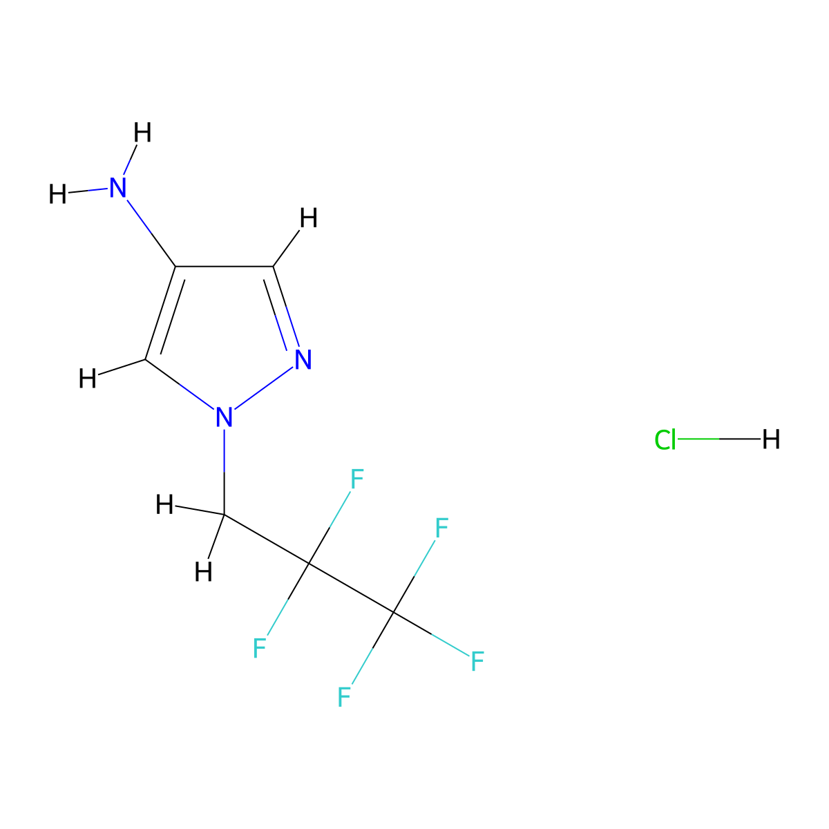 1-(2,2,3,3,3-pentafluoropropyl)-1H-pyrazol-4-amine hydrochloride molecular structure, CAS 2932438-73-6