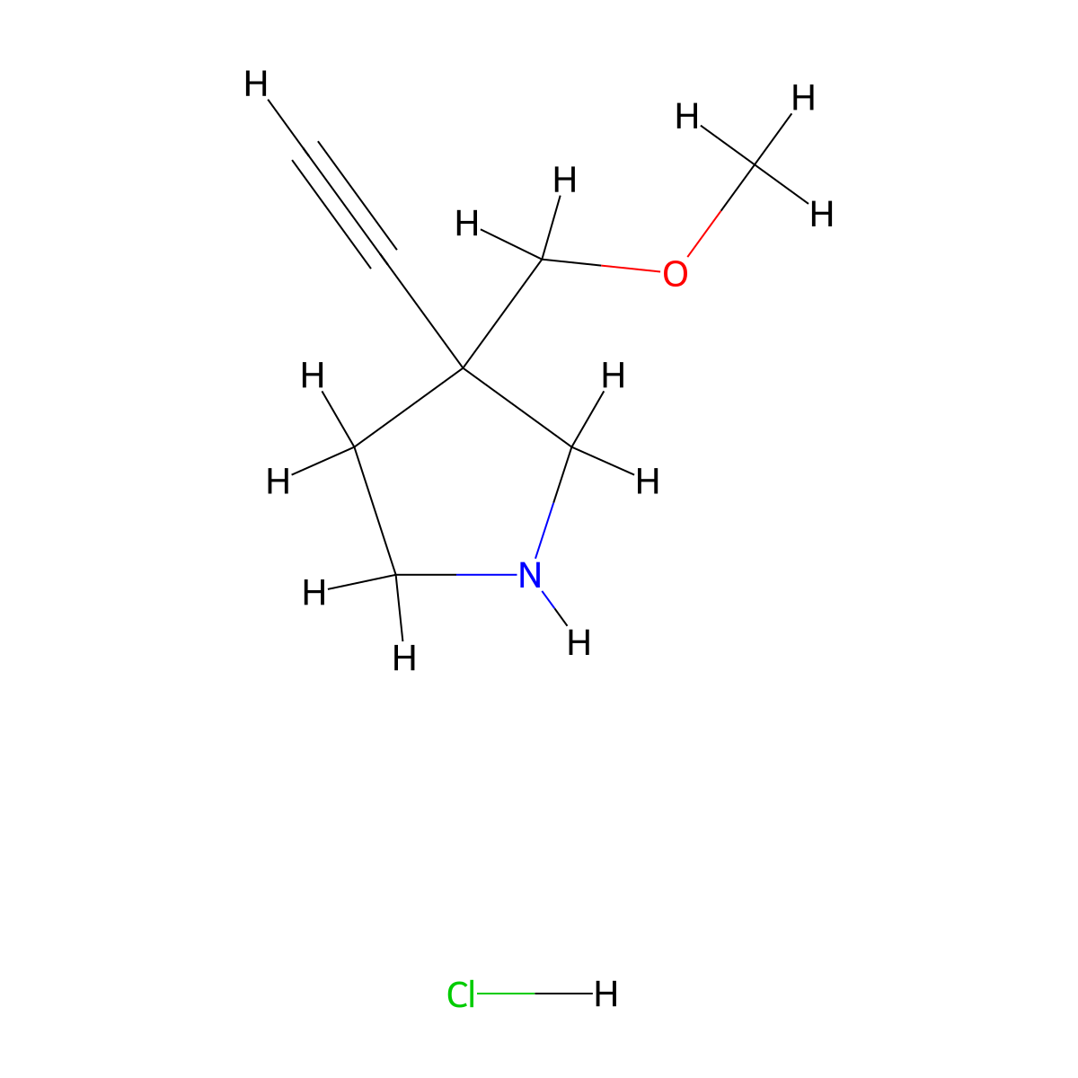 3-Ethynyl-3-(methoxymethyl)pyrrolidine hydrochloride molecular structure, CAS 2932438-75-8