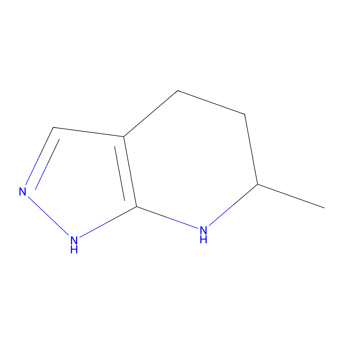6-methyl-1H,4H,5H,6H,7H-pyrazolo[3,4-b]pyridine molecular structure, CAS 2932438-80-5