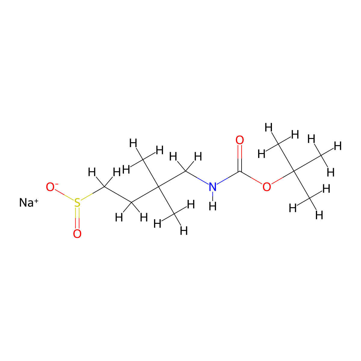 Sodium 4-{[(tert-butoxy)carbonyl]amino}-3,3-dimethylbutane-1-sulfinate molecular structure, CAS 2932438-84-9