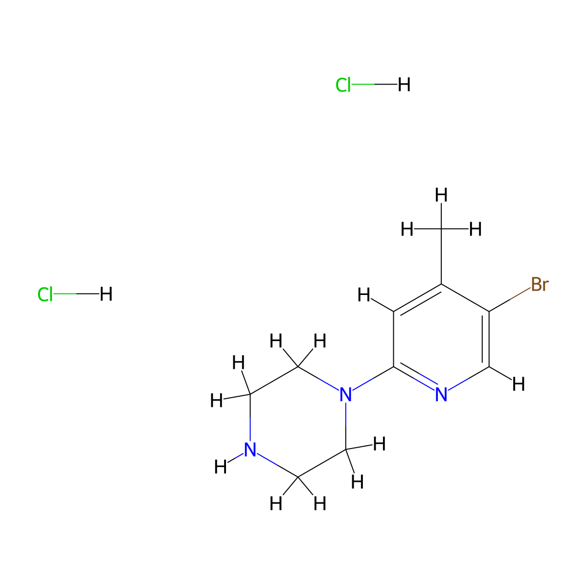 1-(5-Bromo-4-methylpyridin-2-yl)piperazine dihydrochloride molecular structure, CAS 2932438-87-2