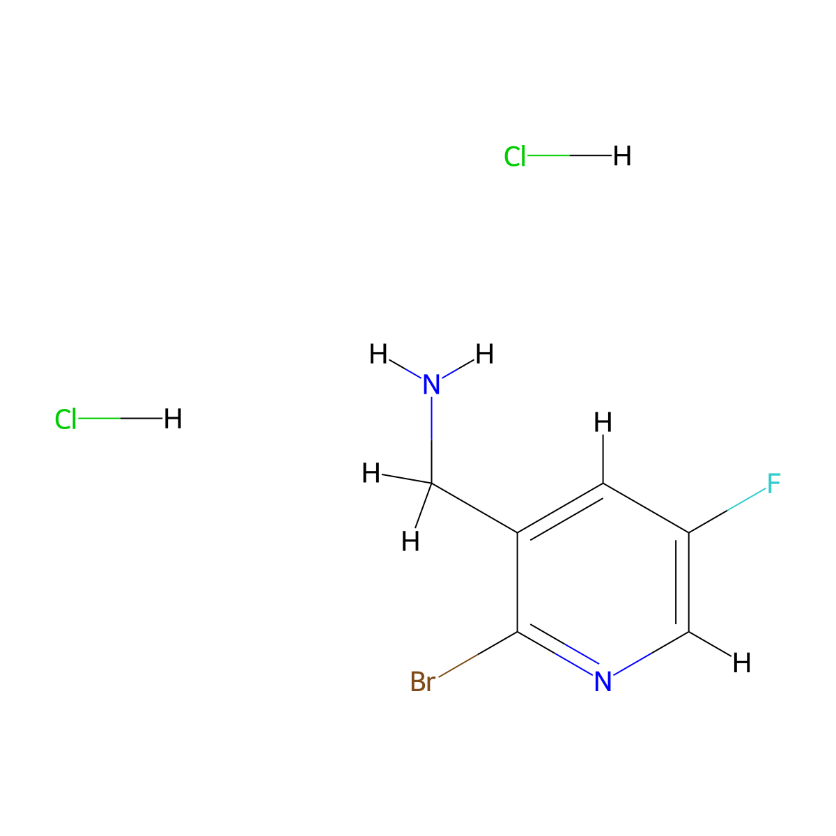1-(2-Bromo-5-fluoropyridin-3-yl)methanamine dihydrochloride molecular structure, CAS 2932438-88-3