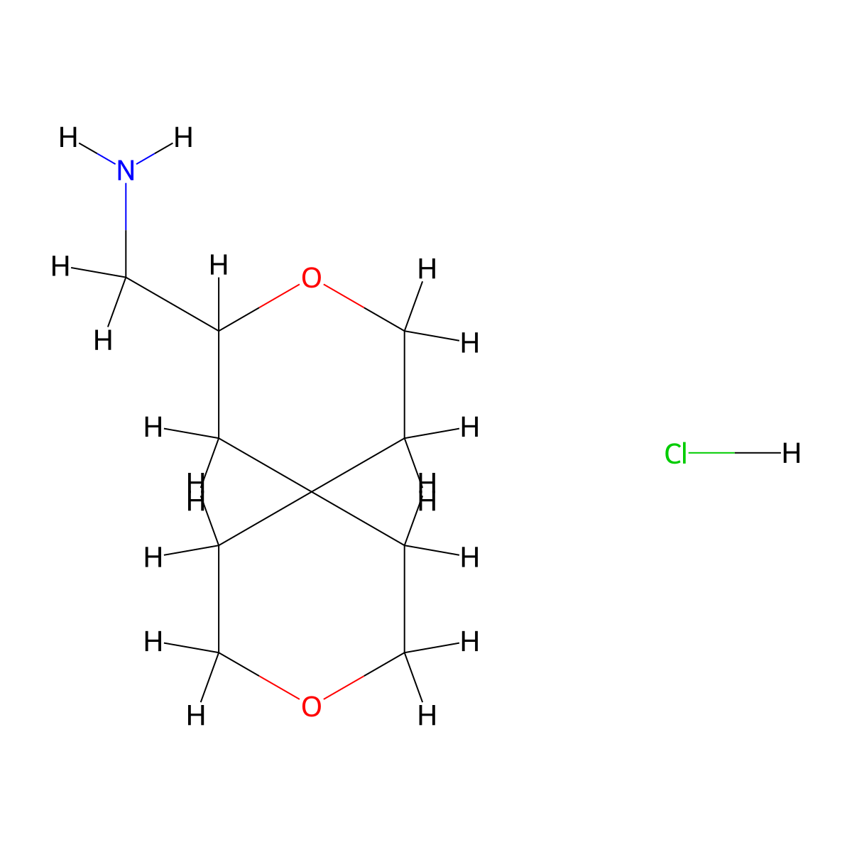 1-{3,9-Dioxaspiro[5.5]undecan-2-yl}methanamine hydrochloride molecular structure, CAS 2932438-91-8
