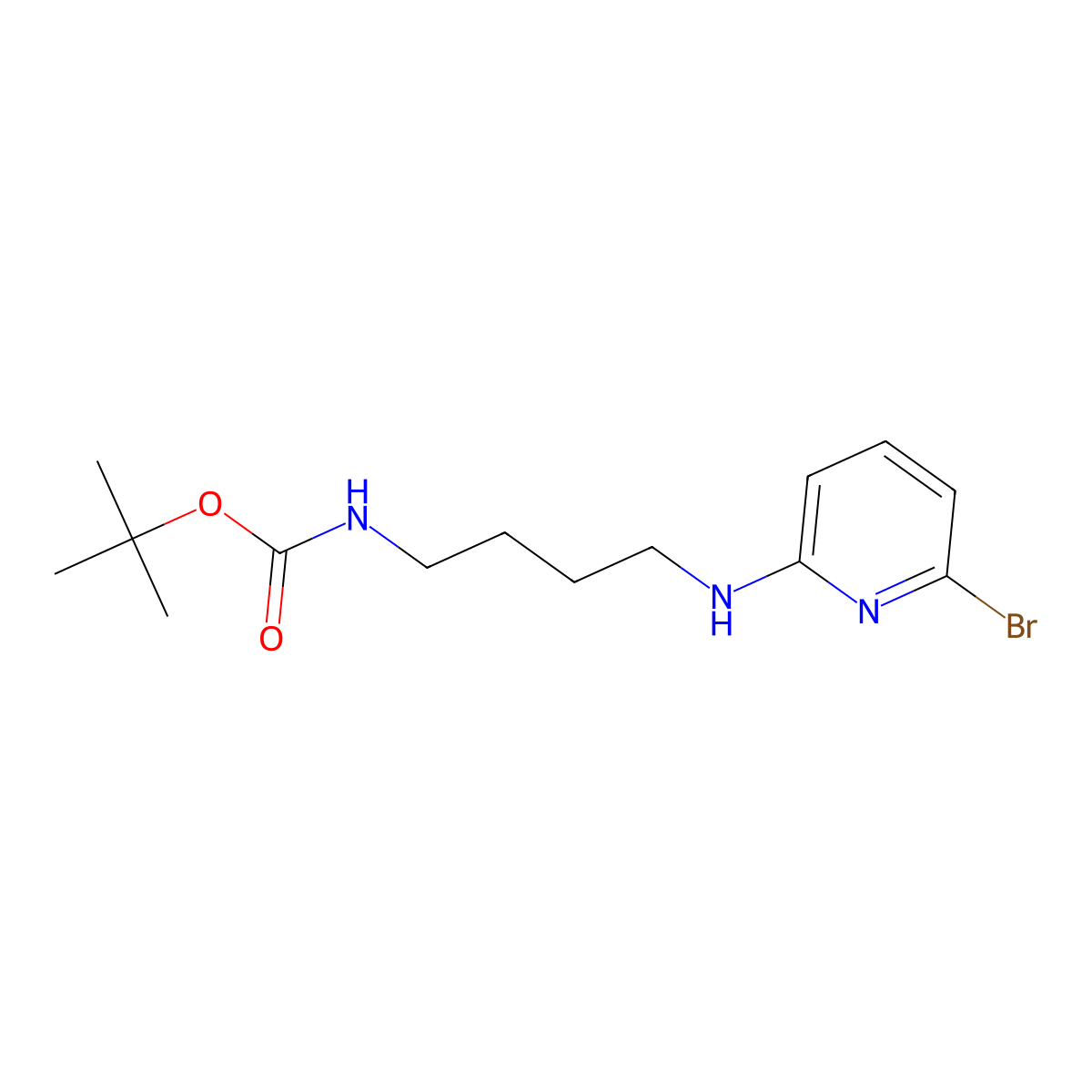 tert-butyl N-[4-[(6-bromo-2-pyridinyl)amino]butyl]carbamate molecular structure, CAS 2932438-92-9