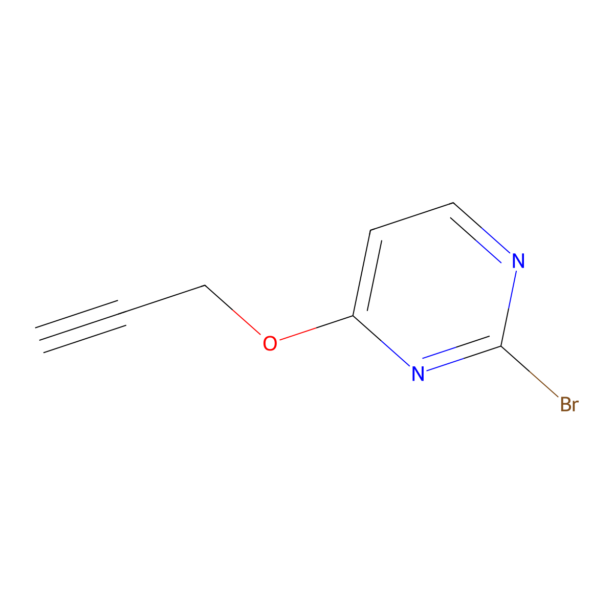 2-Bromo-4-(prop-2-yn-1-yloxy)pyrimidine molecular structure, CAS 2932438-95-2