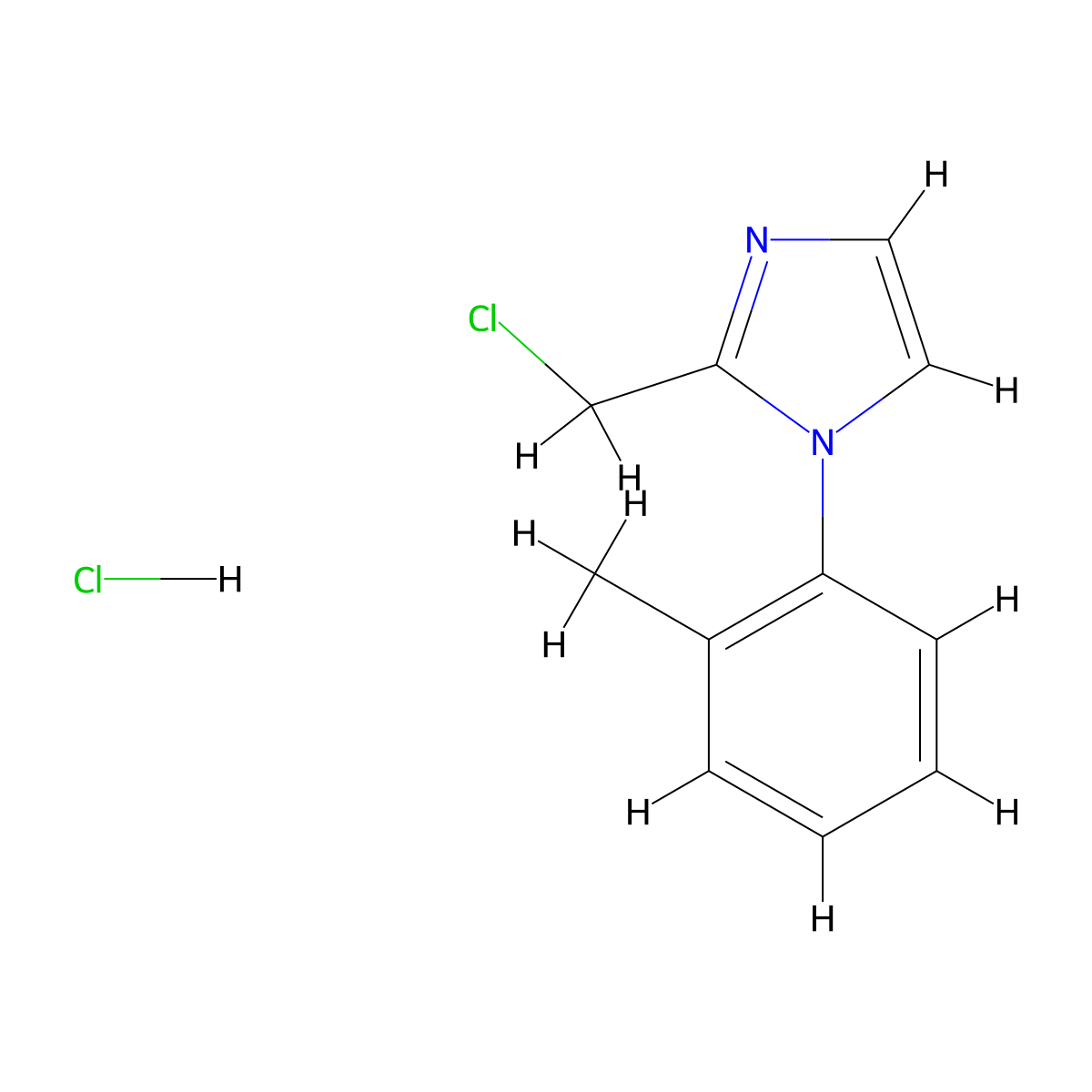 2-(chloromethyl)-1-(2-methylphenyl)-1H-imidazole hydrochloride molecular structure, CAS 2932438-99-6