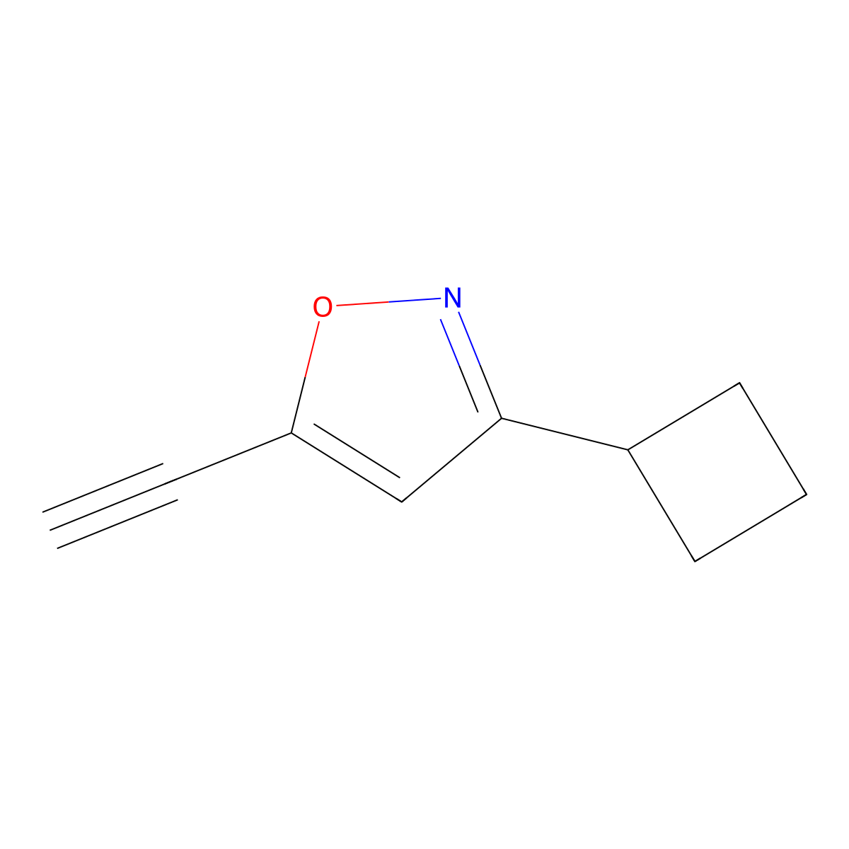 3-Cyclobutyl-5-ethynyl-1,2-oxazole molecular structure, CAS 2932439-00-2
