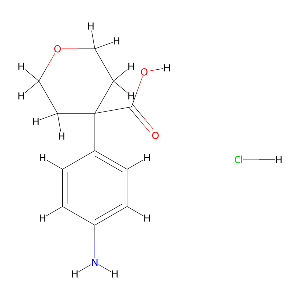 4-(4-Aminophenyl)oxane-4-carboxylic acid hydrochloride molecular structure, CAS 2932439-08-0