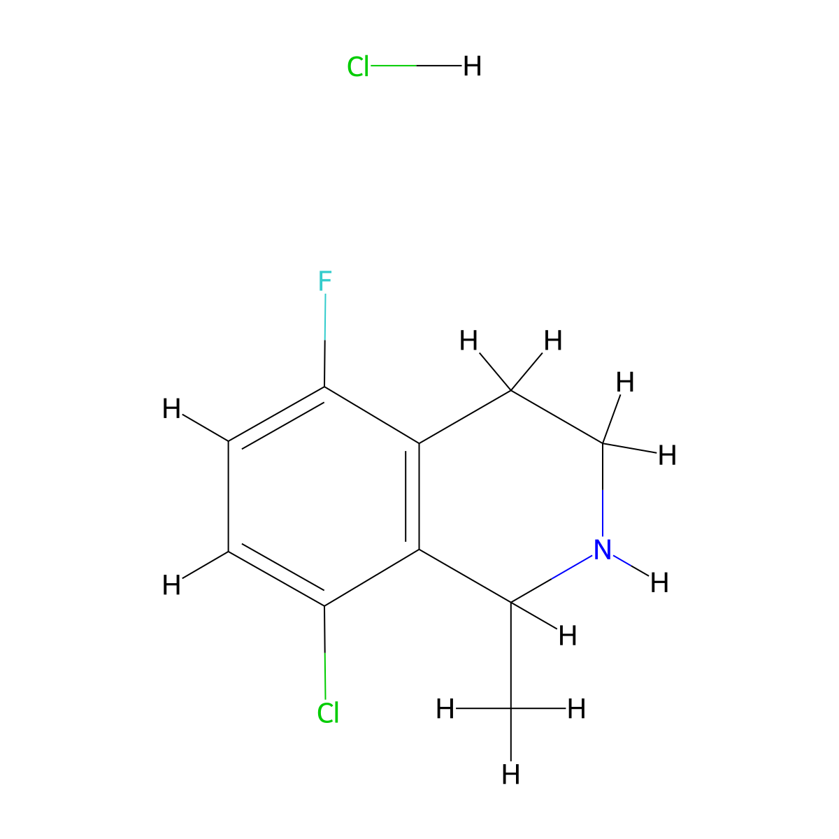 8-Chloro-5-fluoro-1-methyl-1,2,3,4-tetrahydroisoquinoline hydrochloride molecular structure, CAS 2932439-16-0