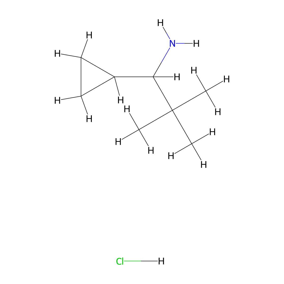 1-Cyclopropyl-2,2-dimethylpropan-1-amine;hydrochloride molecular structure, CAS 2932439-21-7