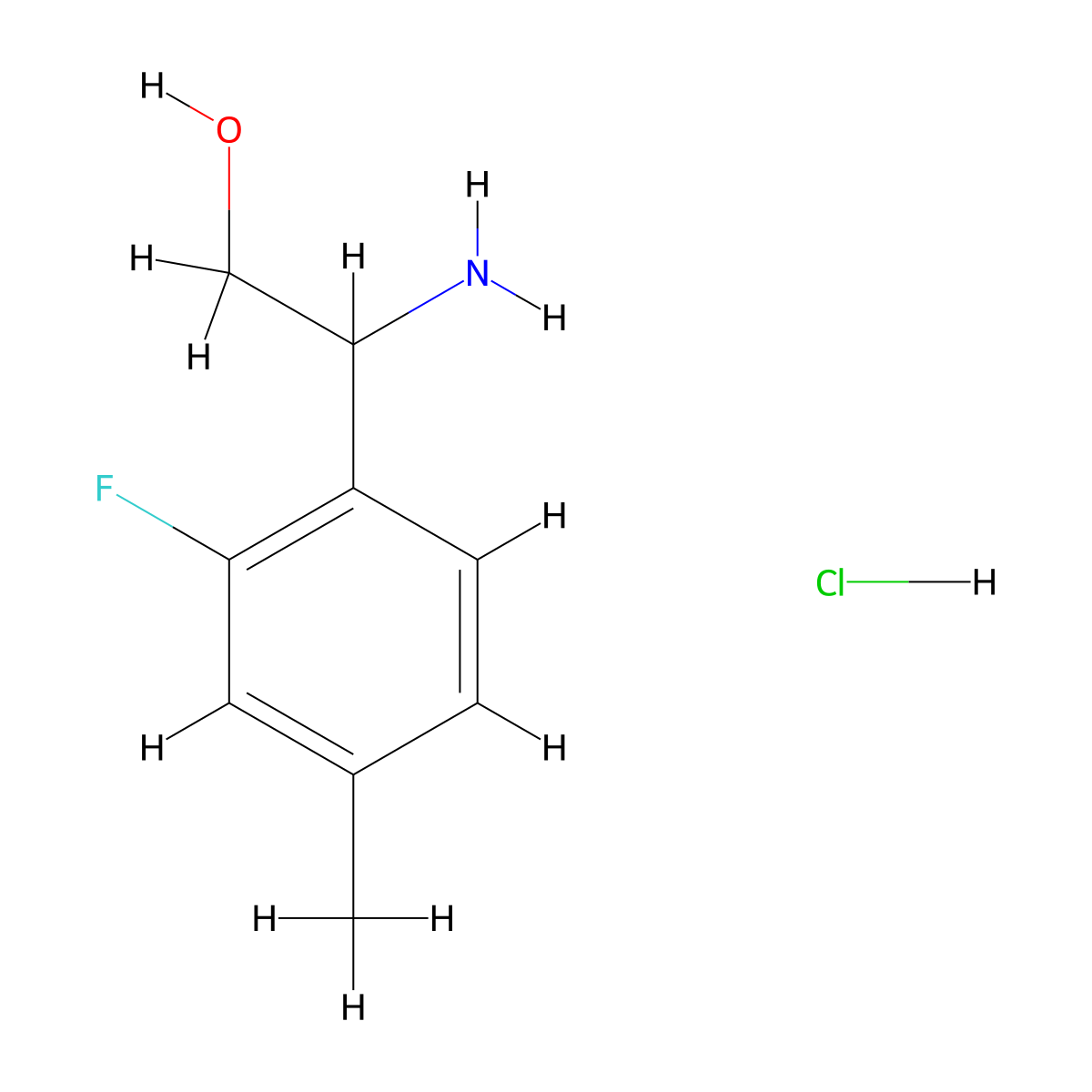 2-Amino-2-(2-fluoro-4-methylphenyl)ethan-1-ol hydrochloride molecular structure, CAS 2932439-28-4