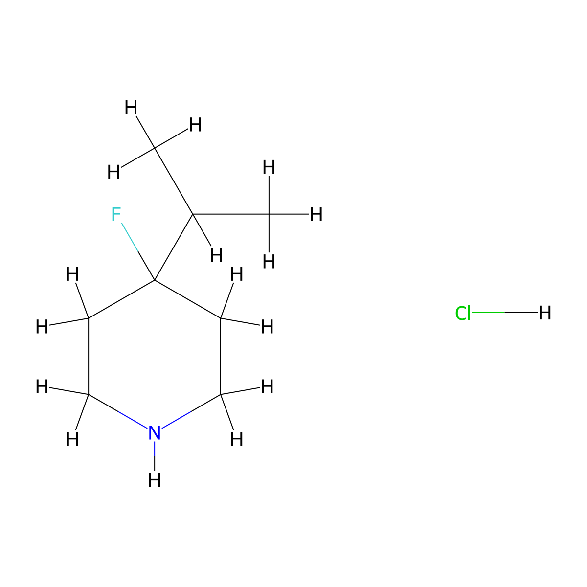 4-Fluoro-4-propan-2-ylpiperidine;hydrochloride molecular structure, CAS 2932439-29-5