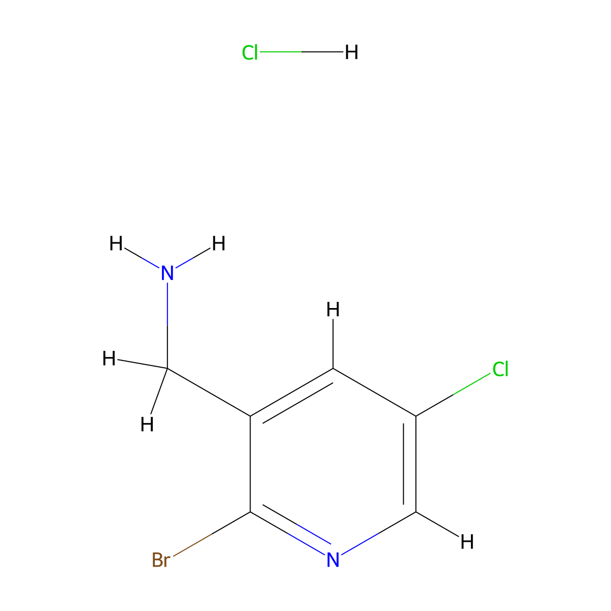 1-(2-Bromo-5-chloropyridin-3-yl)methanamine hydrochloride molecular structure, CAS 2932439-33-1
