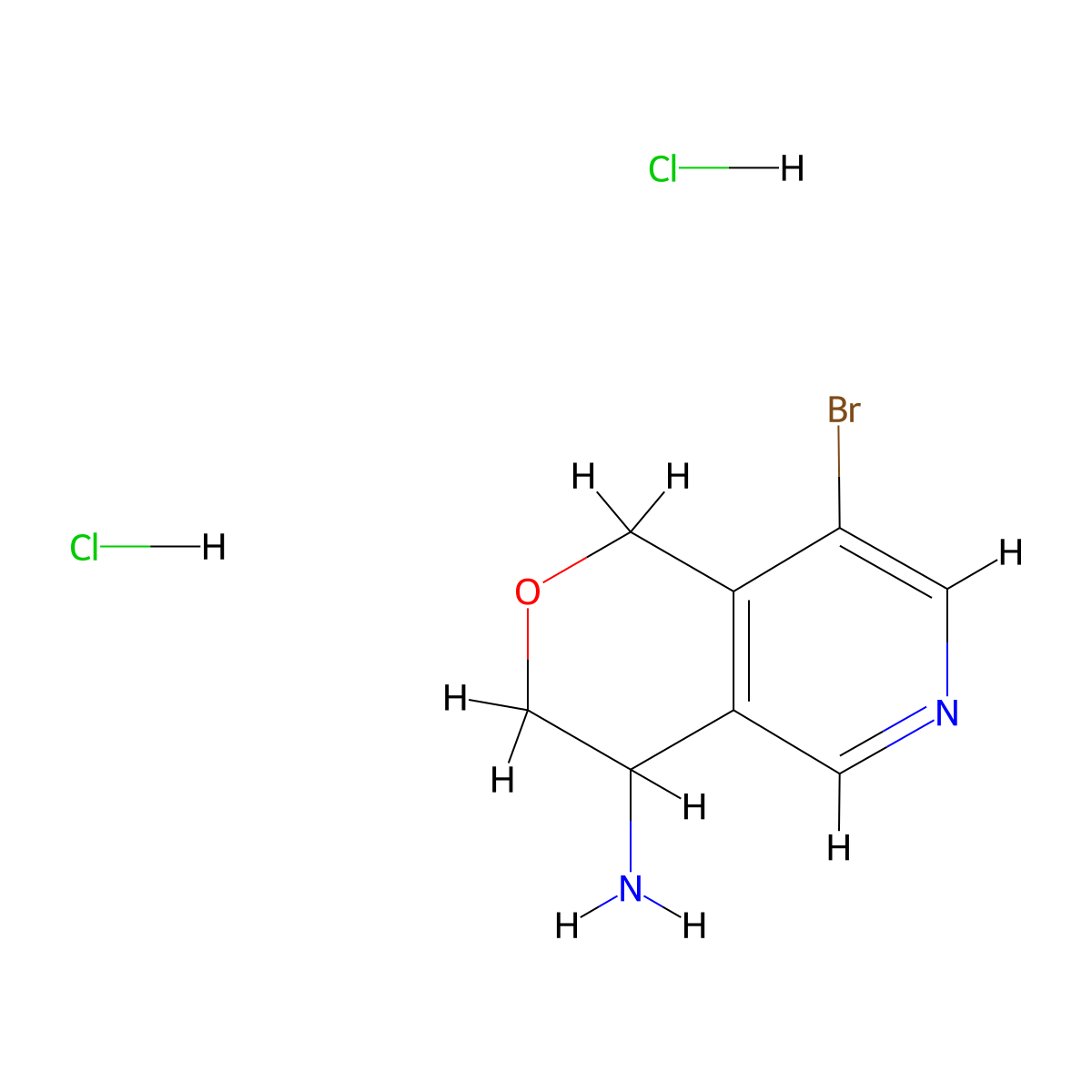 8-bromo-1H,3H,4H-pyrano[4,3-c]pyridin-4-amine dihydrochloride molecular structure, CAS 2932439-38-6