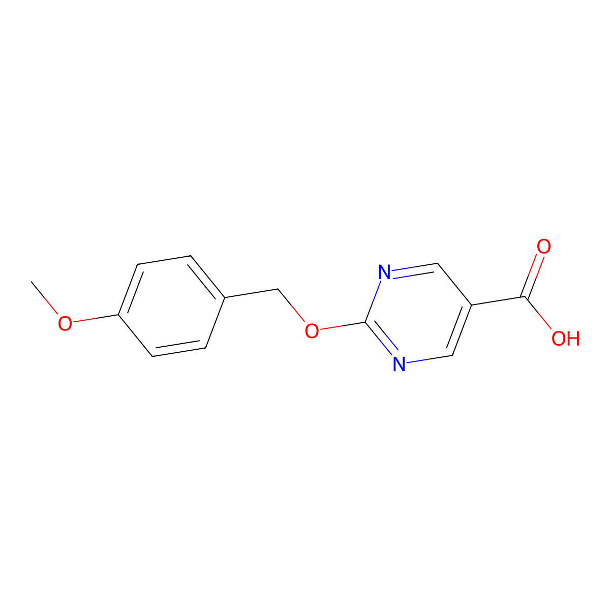 2-[(4-Methoxyphenyl)methoxy]pyrimidine-5-carboxylic acid molecular structure, CAS 2932439-48-8