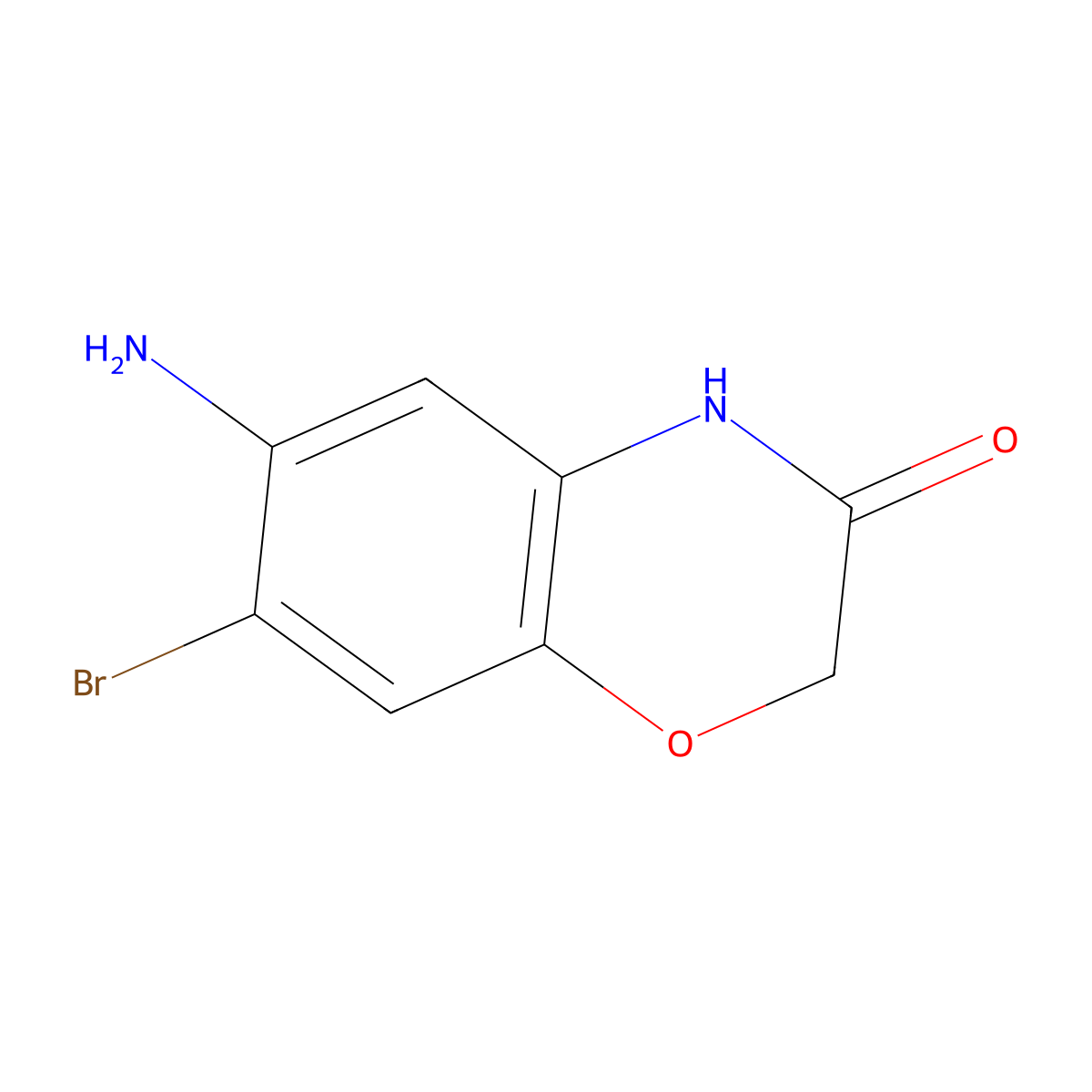 6-amino-7-bromo-3,4-dihydro-2H-1,4-benzoxazin-3-one molecular structure, CAS 2932439-50-2