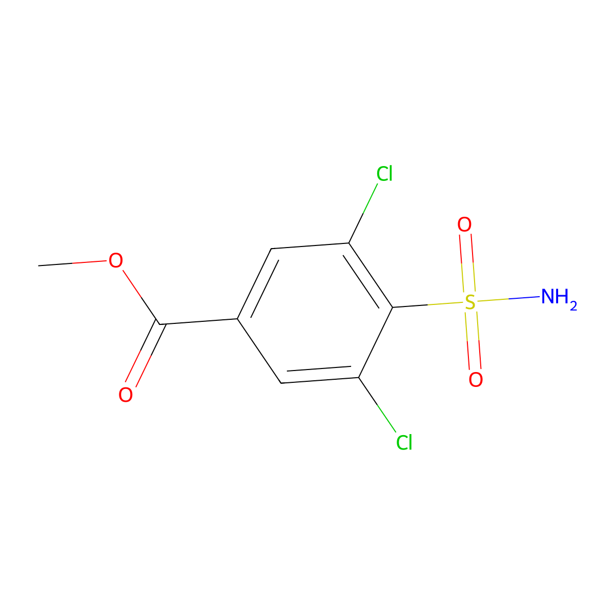 Methyl 3,5-dichloro-4-sulfamoylbenzoate molecular structure, CAS 2932439-52-4