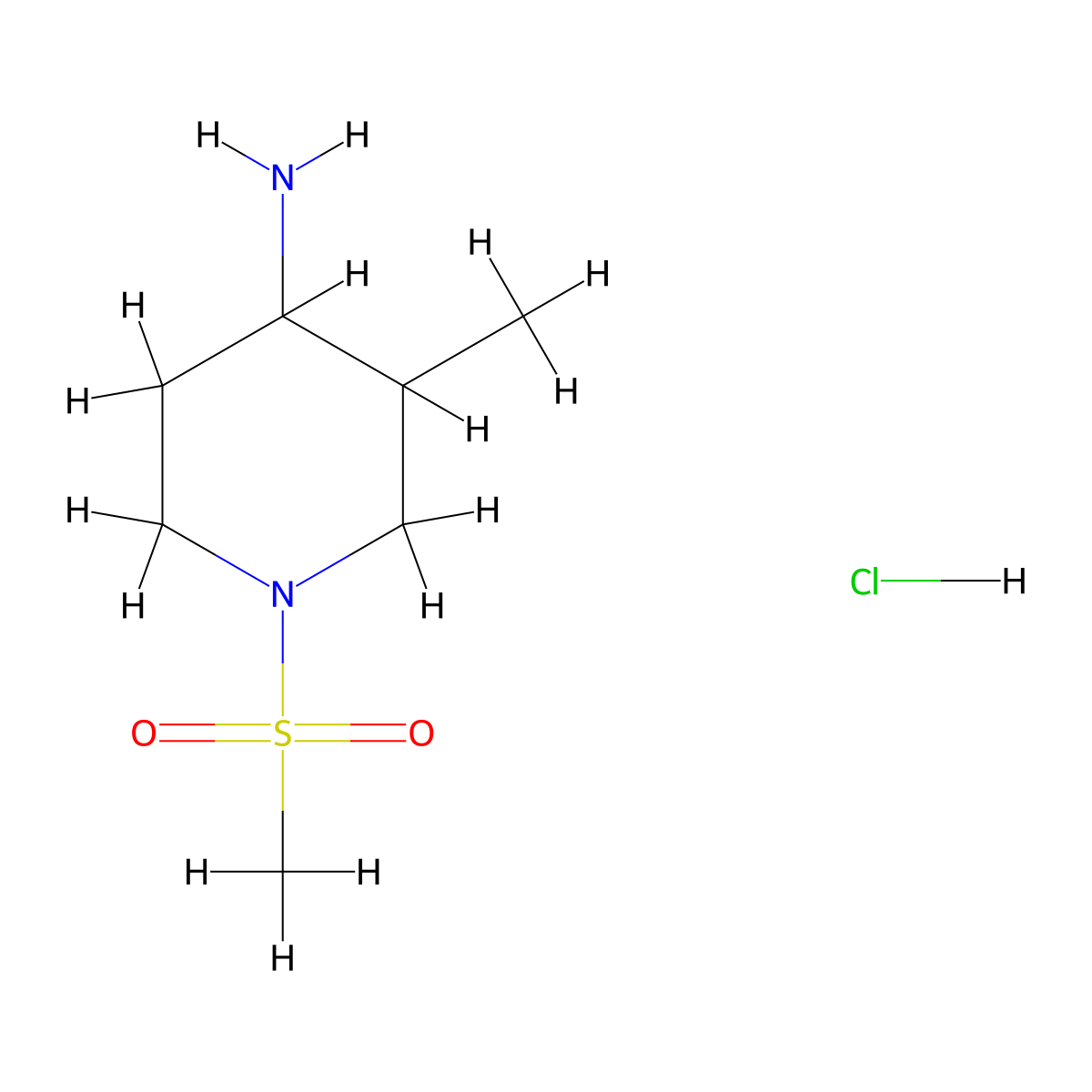 1-Methanesulfonyl-3-methylpiperidin-4-amine hydrochloride molecular structure, CAS 2932439-61-5