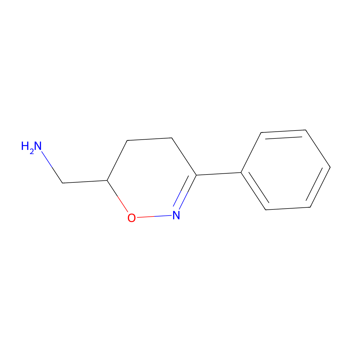 1-(3-phenyl-5,6-dihydro-4H-1,2-oxazin-6-yl)methanamine molecular structure, CAS 2932439-71-7