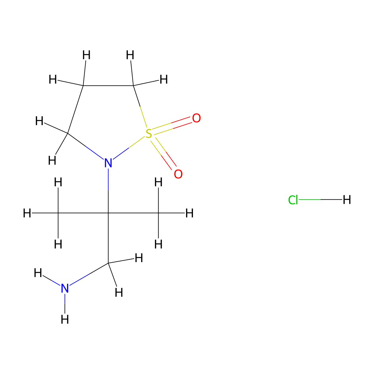 2-(1-Amino-2-methylpropan-2-yl)-1lambda6,2-thiazolidine-1,1-dione hydrochloride molecular structure, CAS 2932439-73-9