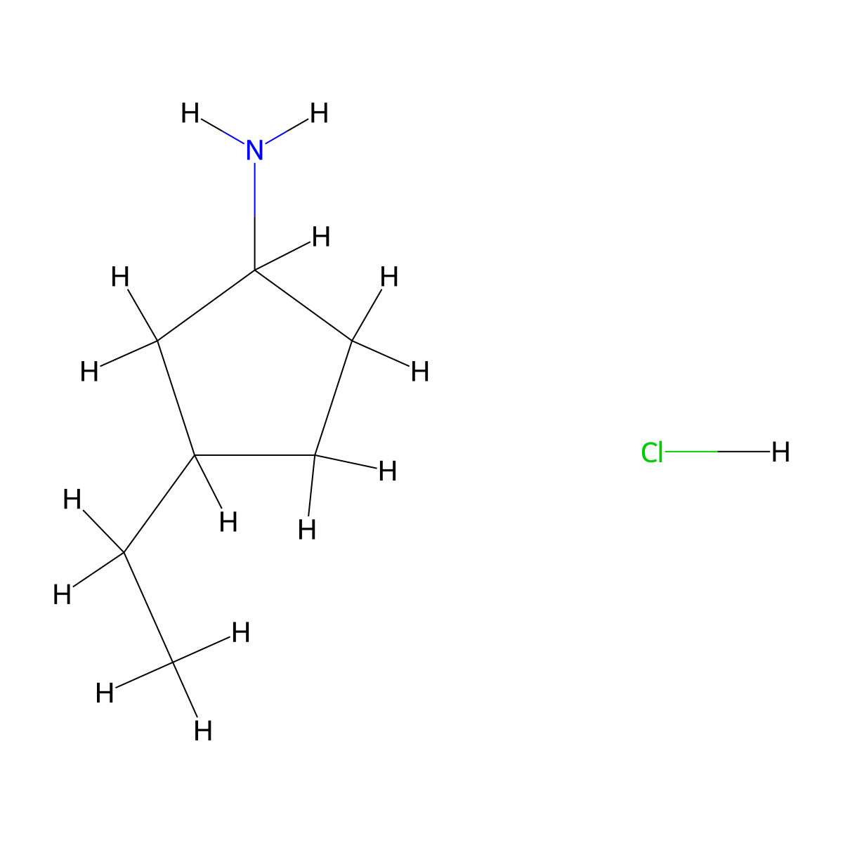 3-Ethylcyclopentan-1-amine hydrochloride molecular structure, CAS 2932439-76-2