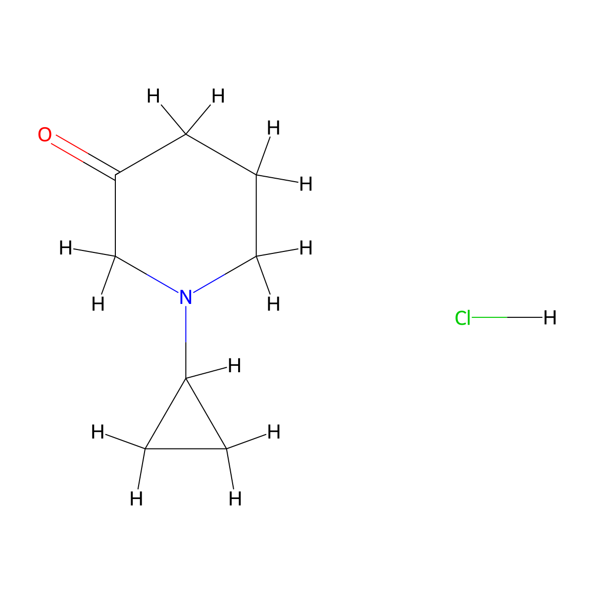 1-Cyclopropylpiperidin-3-one hydrochloride molecular structure, CAS 2932439-90-0