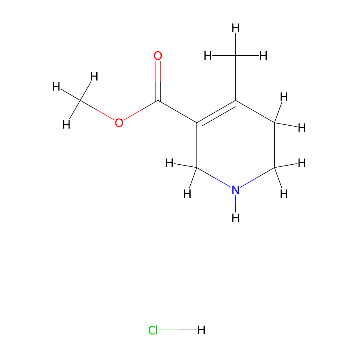 Methyl 4-methyl-1,2,3,6-tetrahydropyridine-5-carboxylate;hydrochloride molecular structure, CAS 2932439-95-5